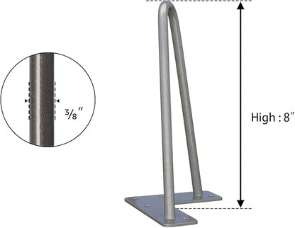 SMARTSTANDARD 8 Inch Heavy Duty Hairpin Furniture Legs, Metal Home DIY Projects for TV Stand, Sofa, Cabinet, etc with Rubber Floor Protectors Gray 4PCS