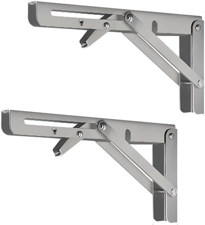 Folding Shelf Brackets - Heavy Duty Stainless Steel Collapsible Shelf Bracket for Bench Table, Space Saving DIY Bracket, Max Load: 550lb (16 INCH-2PCS)
