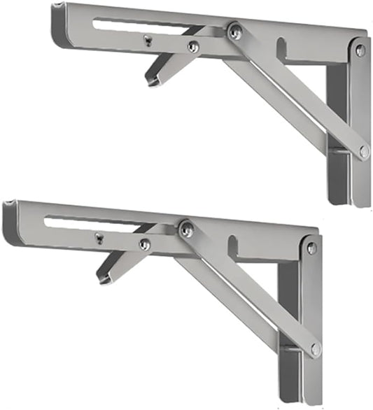 Folding Shelf Brackets - Heavy Duty Stainless Steel Collapsible Shelf Bracket for Bench Table, Space Saving DIY Bracket, Max Load: 550lb (16 INCH-2PCS)