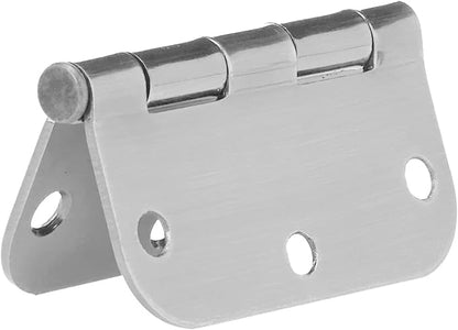 Amazon Basics Rounded Interior Door Hinges with Screws, 3.5" x 3.5", Satin Nickel, Curved Corners, 18-Pack