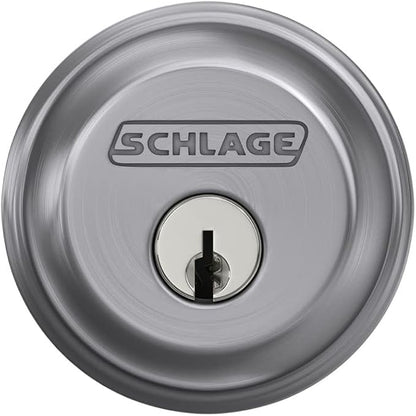 Schlage B60 N 626 Deadbolt, Keyed 1 Side, Highest Residential Security, Satin Chrome