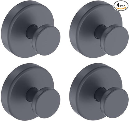 Suction Cup Hooks for Shower, Removable Towel Hooks for Bathroom Window Glass Door Wall, Bath Robe Looafh Hook for Hanging - 4 Pack, Grey