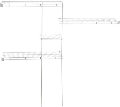 ClosetMaid Wire Closet Organizer System, Adjustable from 5 to 8 Ft., with Shelves, Hardware, Durable Steel, Fixed Mount Installation, White