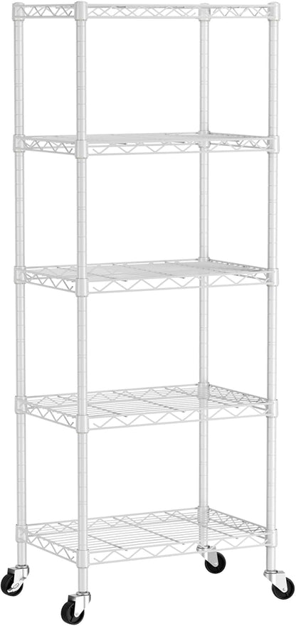 SINGAYE 5 Small Wire Shelves Kitchen Pantry Close Home Organizers and Storage Bathroom Shelf Laundry Room Organization Adjustable Book Metal Garage Shelving Unit