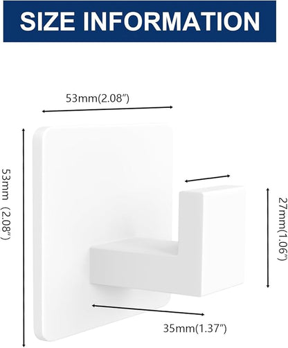 VAEHOLD Wall Towel Hooks, Heavy Duty Sticky Holder Waterproof Towel Hooks for Hanging Coat, Clothes, Closet Hook Wall Mount for Kitchen (White, 2 Pack)