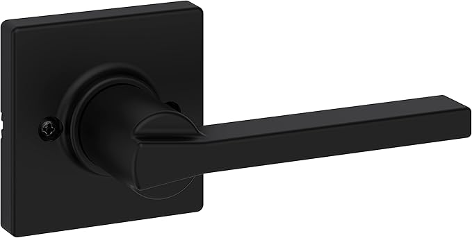 Kwikset Casey Interior Passage Door Handle, Lever For Closet and Hallway Doors, Reversible Non-Locking Handle Lever, Matte Black , with Microban Protection