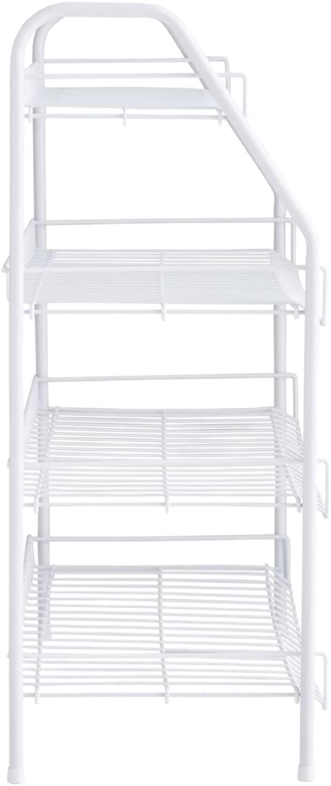 Rubbermaid 4-Tier Wire Shoe Rack, White, Simple Assemble, Storage Shelf for Organization in Bedroom/Closet