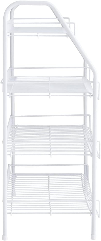 Rubbermaid 4-Tier Wire Shoe Rack, White, Simple Assemble, Storage Shelf for Organization in Bedroom/Closet