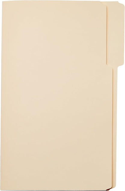 Amazon Basics Sturdy Manila File Folders, 1/3 Tabs in Assorted Positions for Filing and Easy Labeling, Legal Size, 8.5 x 14 inch, 100-Pack