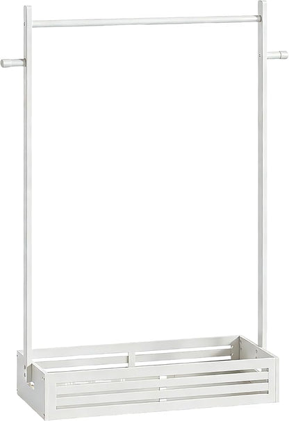 Kids Clothing Rack for Toddler, Pets Clothes Rack with Storage Box & Hanging Rod for Dogs/Cats, Baby Clothes Closet Stand for Nursery Room (White, Kids)