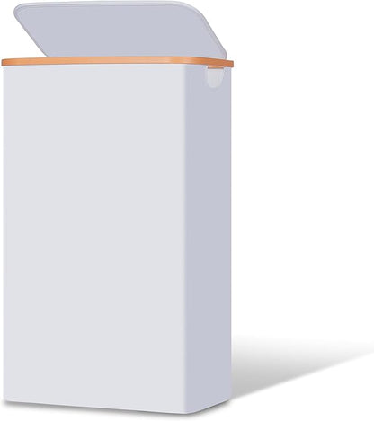 Slim Laundry Basket with Lid, Narrow Dirty Clothes Hampers for Laundry with Handle, Skinny Laundry Bin for Laundry Room, Dorm, Bedroom and Bathroom, 19.8 Gallon (75L) White