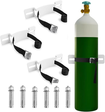 Cylinder Wall Mounted Bracket，Gas Cylinder Holder Wall-Mounted Bracket Propane Tank Bracket with Screws and Safety Belt (white3)