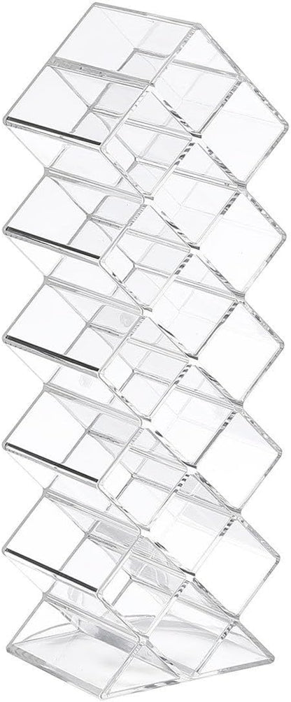 Lipstick Organizer - Acrylic Lipstick Holder Clear Cosmetic Fish Shape Lip Gloss Tower Makeup Storage for Bathroom Vanity Countertop (16 Spaces)