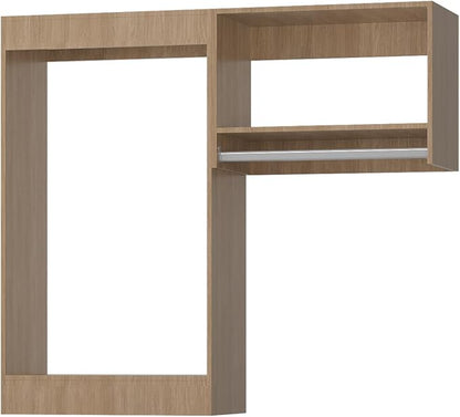 ROOMTEC Modular Closet System, 61" Wall-Mounted Closet Organizer with Hanging Rods, Wooden Tower for Walk-In Closets, Wardrobe Storage Kit, Wood