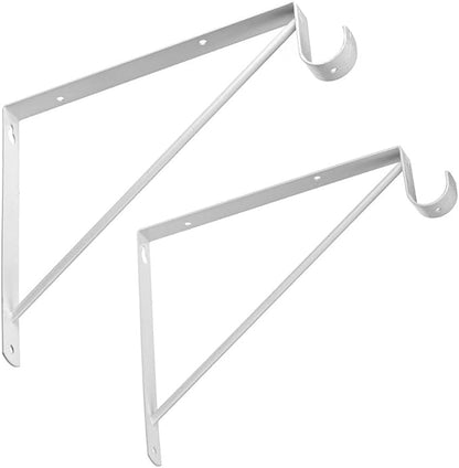 4 Pcs Shelf and Rod Brackets, Wall Mounted Shelf Supports White,SRB300