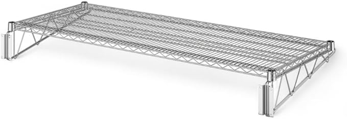 24" x 60" Chrome Wall-Mounted Wire Shelf with Epoxy Coating, Heavy-Duty Steel Storage Rack, NSF Certified, Easy Installation, Open Wire Design for Kitchen, Garage, or Utility Storage