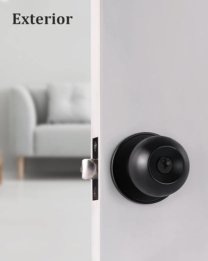 Lanwandeng 2 Pack Entry Door Knobs with Lock and Keys All Alike, Interior/Exterior Door Knob for Bedroom or Bathroom, Entrance Matte Black Door Locks