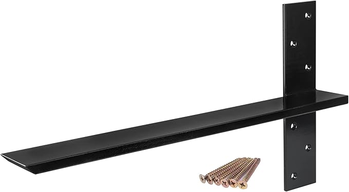 Free Hanging T Shelf Bracket, Solid Heavy Duty Steel Knee Wall Hidden Granite Countertop Support Floating Bracket Hardware, Universal ,1 Count,16 Inch , DIY Projects , Screws Included