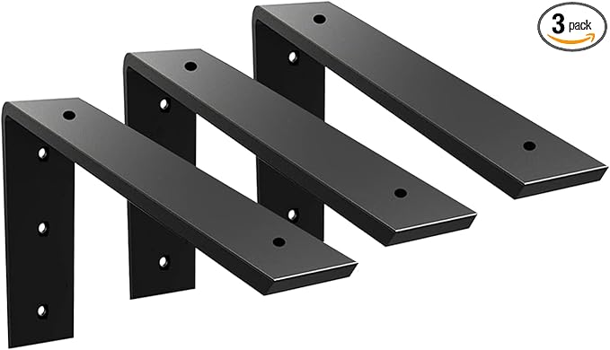 Countertop Support Bracket 3 Pack 8 inch Heavy Duty 3/8" Thick Black Granite Countertop Bracket 8"x6"x2.5" Shelf L Bracket Mantel Corbels for Quartz/Granite/Wood/Concret/Laminate Countertops