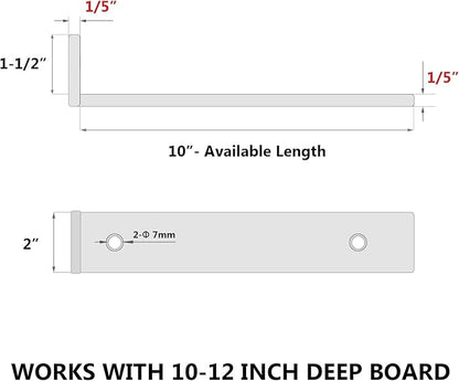 4-Pack 10 Inch Floating Shelf Brackets, Heavy Duty Hidden Shelves Bracket for Small Shelf, Kitchen Shelf, Nursery Shelf, Black Powder Coated Steel