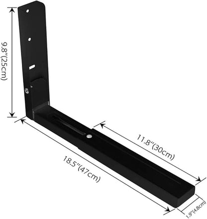 Microwave Wall Mount Brackets, Foldable Arm Adjustable Extensible Wall Hanging Microwave Brackets Oven Stand Shelf Rack Load 100 lb (Black)