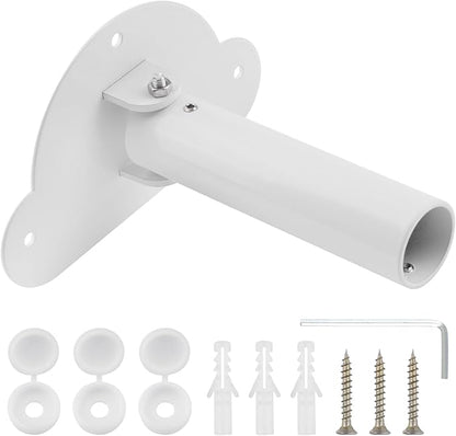 Adjustable Shower Curtain Rod Bracket 1 Pack Aluminum Alloy Shower Curtain Rod Single Swivel Flange Heavy Duty Closet Rod Bracket with Screws (White)
