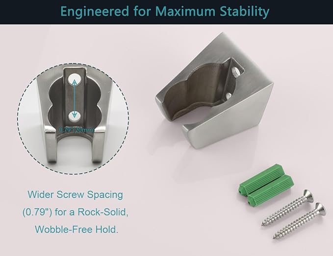 Dual Slot Handheld Shower Head Holder, Secure Screw-in Wall Mount Bracket, 304 Stainless Steel Shower Wand Holder(2 Pcs)