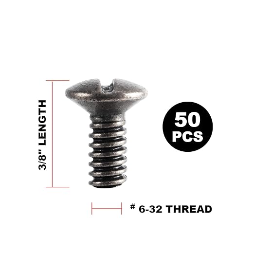 Henne Bery 3/8" Long 6-32 Thread, Oval Head Milled Slot Replacement Wall Plate Screws, 50 Pack, Heirloom Silver/Antique Nickel