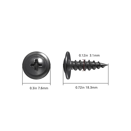Wensilon（600 pcs）#4×5/8" Phillips Truss Head Wood Screws Black Galvanizing Quick Metal Self Tapping.