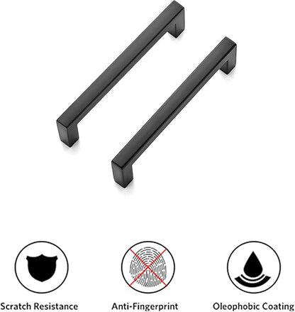 Ravinte 30 Pack Solid 3-3/4 Inch Center to Center Slim Square Bar Drawer Handles Kitchen Cabinet Handles Black Drawer Pulls Cabinet Hardware Handles Matte Black Cabinet Pulls
