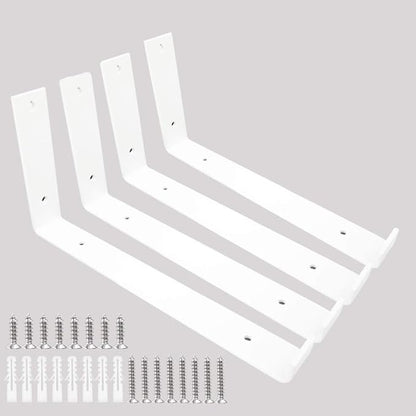 Shelf Brackets 12 Inch 4PCS Heavy Duty White Wall Bracket with Lip for Floating Shelves Rustic Iron Metal Shelf Bracket for DIY Open Shelving Hardware Included