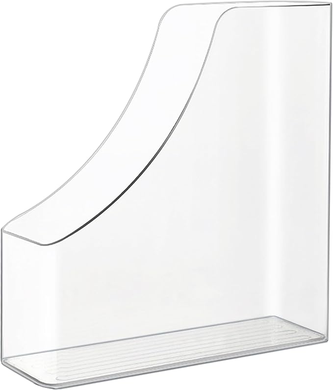 Vertical File Holder Clear Acrylic Desk Organizer Storage Bins Holding Plastic Document Organizer Clear PET Magazine Holder Basics Vertical Magazine Rack for Home Office School (1)