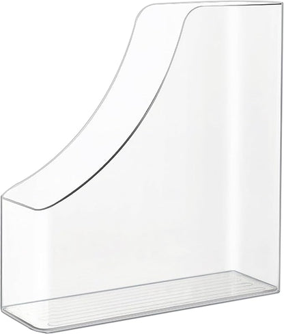 Vertical File Holder Clear Acrylic Desk Organizer Storage Bins Holding Plastic Document Organizer Clear PET Magazine Holder Basics Vertical Magazine Rack for Home Office School (1)