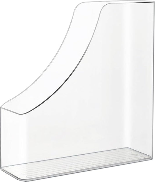 Vertical File Holder Clear Acrylic Desk Organizer Storage Bins Holding Plastic Document Organizer Clear PET Magazine Holder Basics Vertical Magazine Rack for Home Office School (1)
