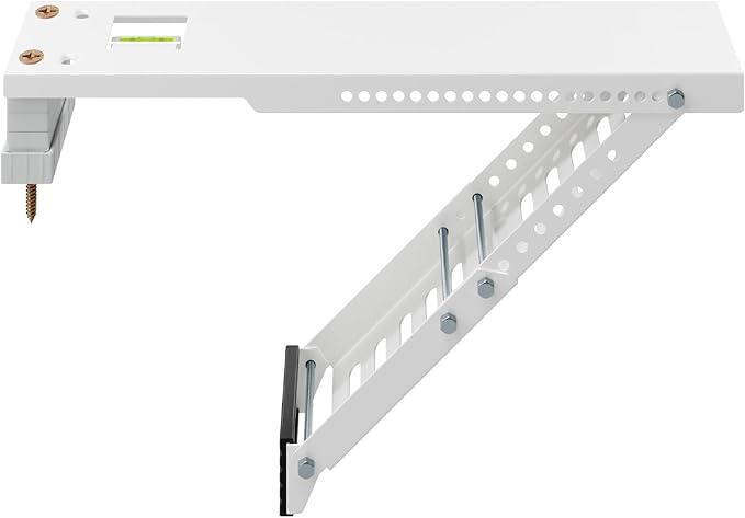 LuckIn Air Conditioner Support Bracket, Heavy Duty Window AC Bracket Universal Fit for 12,000-24,000 BTU AC Units, Holds Up to 165lbs, Adjustable Extender Leg & Built-in Bubble Spirit Level