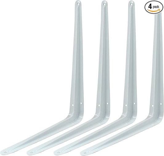 4 Pcs Shelf Brackets, 10 x 12 Inch Heavy Duty Metal Wall Corner Angle Shelving for Wall Hanging Shelves with Wall Anchors and Screws(White)