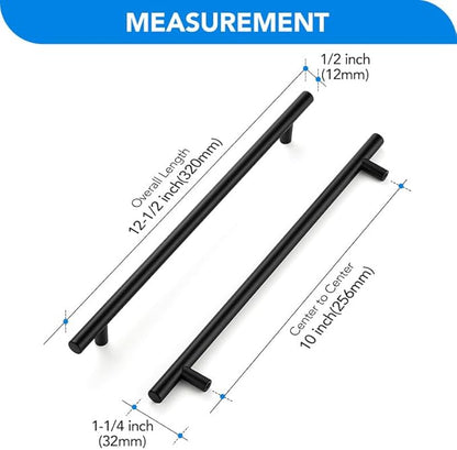 Black Cabinet Handles 10 Inch Hole Spacing Stainless Steel Drawer Pulls for Cabinets, Dresser, Bathroom 20 Pack