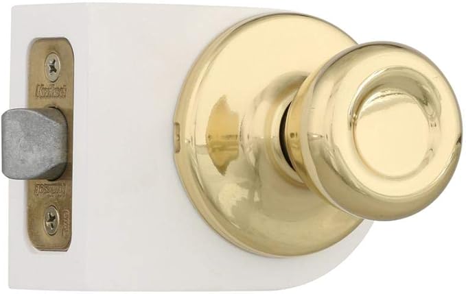 Kwikset Tylo Interior Passage Door Knob, Handle For Closet and Hallway Doors, Non-Locking Doorknob in Polished Brass