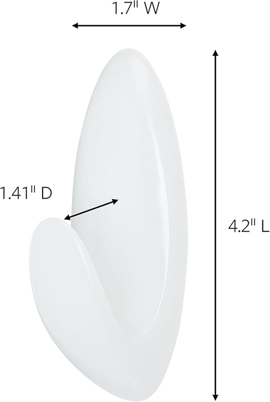 Command Bath Large Towel Hook Value Pack, Clear Frosted, 3-Large Hooks, 3-Water-Resistant Strips, Organize Damage-Free