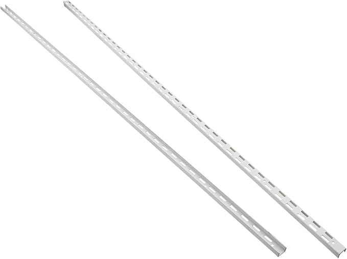 Shelving Track,ULIFESTAR Dual Trak Adjustable Wood Shelf Bracket,2PCS Direct Mount Into Fasttrack Garage Rail,Garage Organization System (17*10*1200mm/0.66*0.39*47.24" Double Row White)