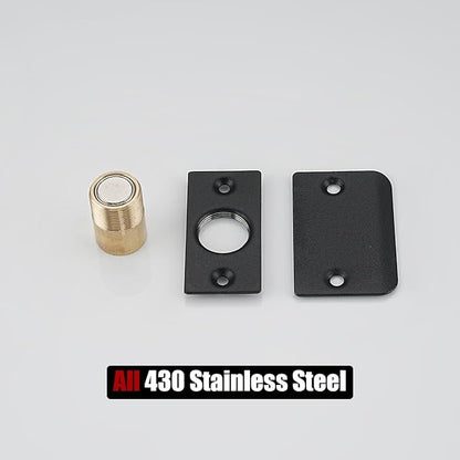JQK Closet Magnetic Door Ball Catch Hardware, 430 Stainless Steel Catch Adjustable with Strike Plate, Black Finish 2 Pack, HBC120-BK-P2