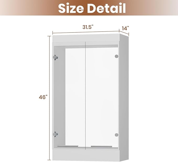 ROOMTEC Modular Closet System Glass Door Pair Set, Clear Frameless Tempered Glass Panels, Add-On for Double Hanging Units, 39.37" H × 31.5" W