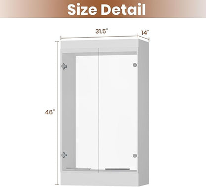 ROOMTEC Modular Closet System Glass Door Pair Set, Clear Frameless Tempered Glass Panels, Add-On for Double Hanging Units, 39.37" H × 31.5" W