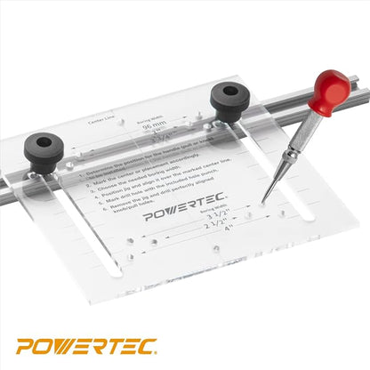 POWERTEC 72223 Cabinet Hardware Jig w/Drawer Front Installation Clamps Kit, Precision Marking System and Drawer Face Clamp for Installing Pulls, Knobs, Handles on Cabinet & Drawer