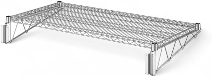 24" x 48" Chrome Wall-Mounted Wire Shelf with Epoxy Coating, Heavy-Duty Steel Storage Rack, NSF Certified, Easy Installation, Open Wire Design for Kitchen, Garage, or Utility Storage
