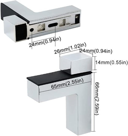 AWEN 4 Pcs Heavy Duty Floating Wood/Glass Shelf Bracket, Adjustable Glass Shelves Mounting Brackets for 3-28mm Thickness, Rust Resistant Zinc Alloy Clamp Support (25lbs Load) for Bathroom