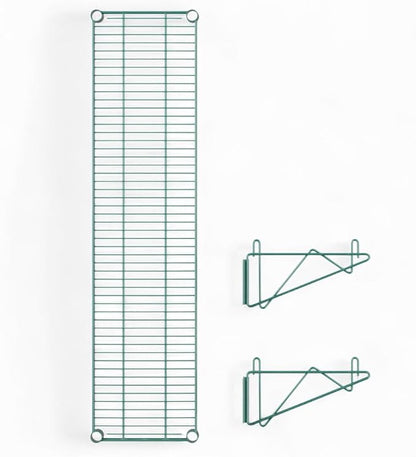 12" x 48" Green Wall-Mounted Wire Shelf with Epoxy Coating, Heavy-Duty Steel Storage Rack, NSF Certified, Easy Installation, Open Wire Design for Kitchen, Garage, or Utility Storage