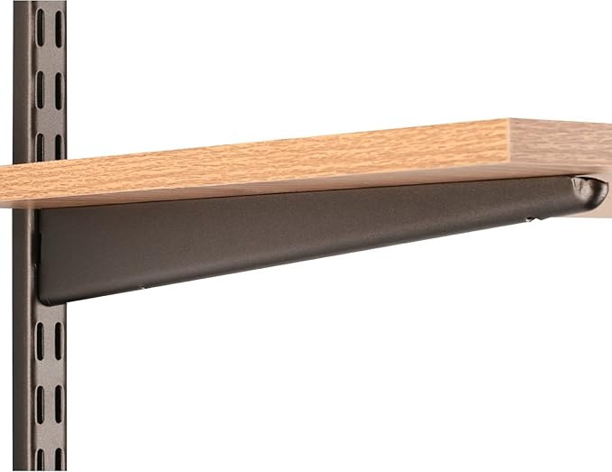 Knape & Vogt John Sterling Dual Trak Adjustable Wood Shelf Bracket, 14-Inch, Bronze, 0122-14BRZ