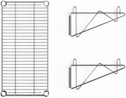 14" x 24" Chrome Wall-Mounted Wire Shelf with Epoxy Coating, Heavy-Duty Steel Storage Rack, NSF Certified, Easy Installation, Open Wire Design for Kitchen, Garage, or Utility Storage