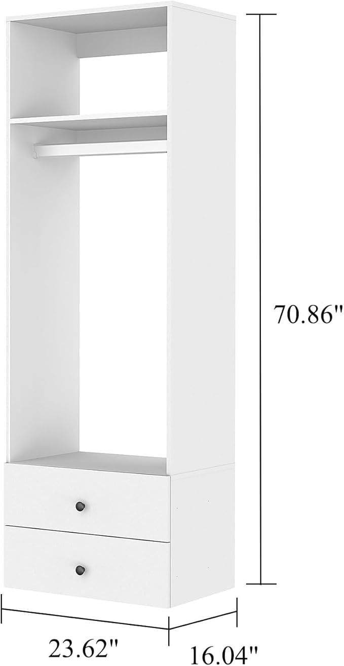 Modern Closet System with Drawers, Built-in Closet Organizer Systems, Closet System with Hanging Rod, Modular Closet Systems for Walk-in Closets
